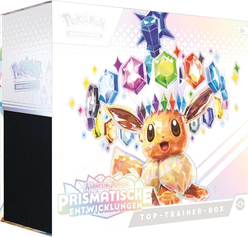 Pokémon-Sammelkartenspiel: Top-Trainer-Box Karmesin & Purpur – Prismatische Entwicklungen (1 Vollbild-Promokarte, 9 Boosterpacks & Premium-Zubehör) von Pokémon