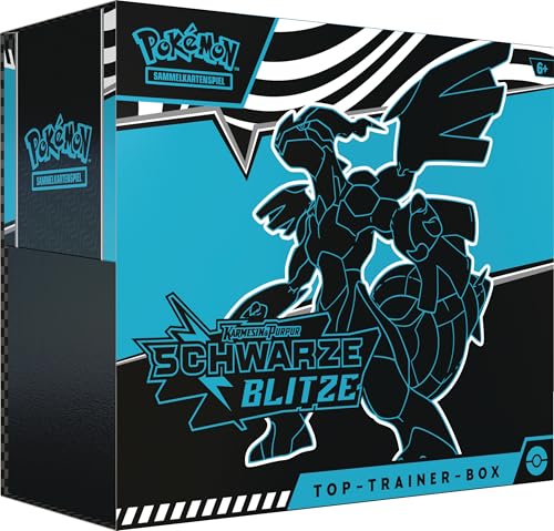 Pokémon-Sammelkartenspiel: Top-Trainer-Box Karmesin & Purpur – Schwarze Blitze: Zekrom (1 Vollbild-Promokarte mit Voltolos, 9 Boosterpacks & Premium-Zubehör) von Pokémon