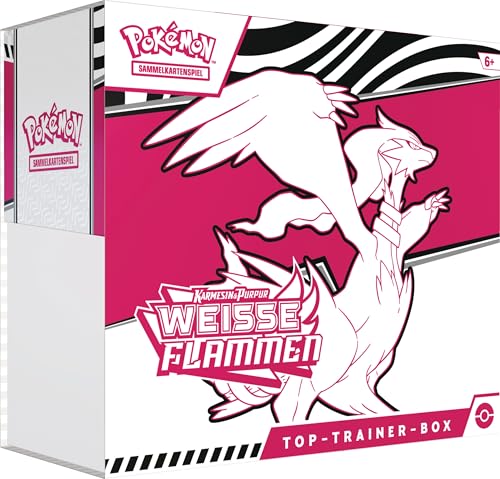 Pokémon-Sammelkartenspiel: Top-Trainer-Box Karmesin & Purpur – Weiße Flammen: Reshiram (1 Vollbild-Promokarte mit Boreos, 9 Boosterpacks & Premium-Zubehör) von Pokémon