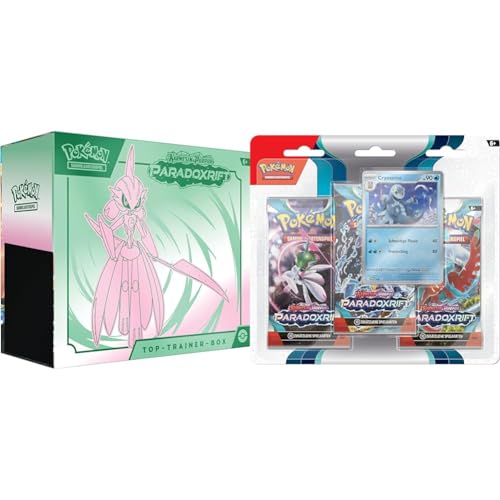 Pokémon-Sammelkartenspiel: Top-Trainer-Box Karmesin & Purpur & Sammelkartenspiel: 3er-Pack (Cryospino) Karmesin & Purpur – Paradoxrift (3 Boosterpacks & 1 holografische Promokarte) von Pokémon