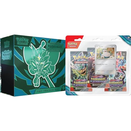 Pokémon-Sammelkartenspiel: Top-Trainer-Box Karmesin & Purpur & Sammelkartenspiel: 3er-Pack-Blister Karmesin & Purpur – Maskerade im Zwielicht: Relaxo (3 Boosterpacks & 1 holografische Promokarte) Pokémon-Sammelkartenspiel: Top-Trainer-Box Karmesin & Purpur & Sammelkartenspiel: 3er-Pack-Blister Karmesin & Purpur – Maskerade im Zwielicht: Relaxo (3 Boosterpacks & 1 holografische Promokarte) von Pokémon