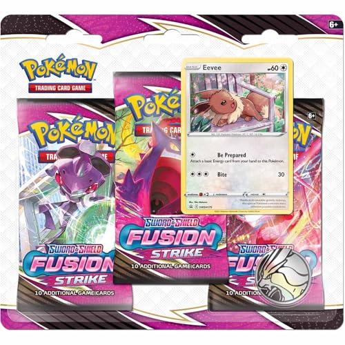 Pokémon Schwert und Schild 8 – Fusionsangriff: Booster 3er-Pack (eins zufällig ausgewählt), Kartenspiel, ab 6 Jahren, für 2 Spieler, über 10 Minuten Spieldauer von Pokemon