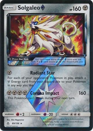 Pokémon Solgaleo Prism 89/156 Holo Rare Sammlerkarte: Sun & Moon Ultra Prisma (1 Stück) von Pokémon