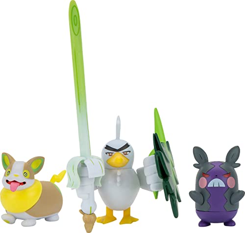 Pokemon Spielzeugfigur 5-8 cm, 3-Pack - Figuren im Set - Sirfetch'd, Yamper & Hangry Morpeko - Neue Welle 2021 - offiziell lizenziert Spielzeug von Pokémon