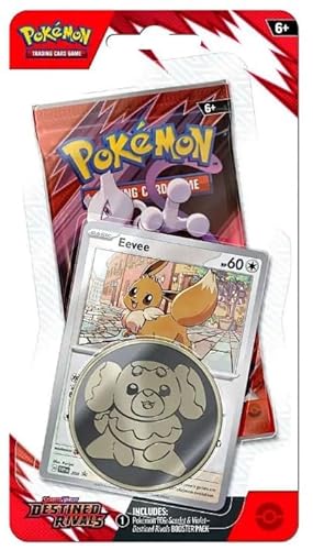 Pokemon TCG Sammelkartenspiel Scarlet and Violet Destined Rival Single Pack Booster mit Münze und Promokarte (Eevee) von Pokémon