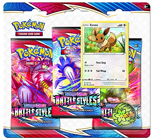Pokémon Schwert und Schild 5 – Kampfstile: Booster 3er-Pack (eins zufällig ausgewählt), Kartenspiel, ab 6 Jahren, für 2 Spieler, über 10 Minuten Spieldauer von Pokémon