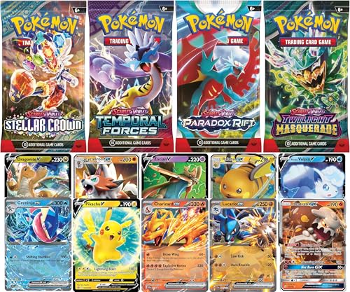 Pokemon TCG: 1 Authentic Factory Sealed Booster Pack und 1 Ultra Rare (V, EX, GX, VMAX, VSTAR, usw.) + 1 Bonus Holofoil Karte von Pokémon