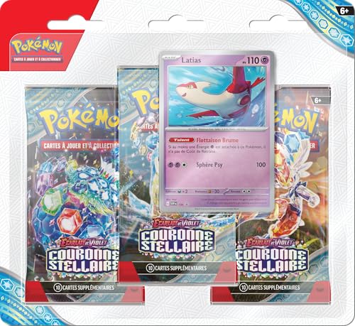 Pokémon TCG: 3 Boosterpacks Latias Scharlach und Violett – Sternenkrone (3 Boosterpacks und 1 Promo-Karte) von Pokémon