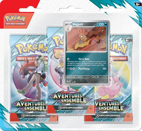Pokémon: Blister mit 3 Booster-Packs Baggaïd Scharlach und Lila – Abenteuer Pokémon TCG (3 Boosterpacks und 1 glänzende Promo-Karte) von Pokémon