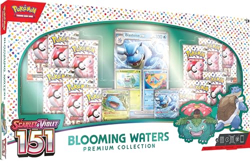 Pokémon TCG: Blooming Waters Premium Collection (4 Folien-Promo-Karten, 1 Folien-Oversize-Karte und 12 Booster-Packs) von Pokémon