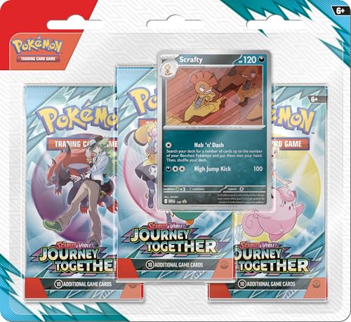 Pokémon TCG: Scarlet & Violet – Journey Together 3er-Pack Blister – Scrafty (3 Boosterpacks & 1 Folien-Promokarte) von Pokémon