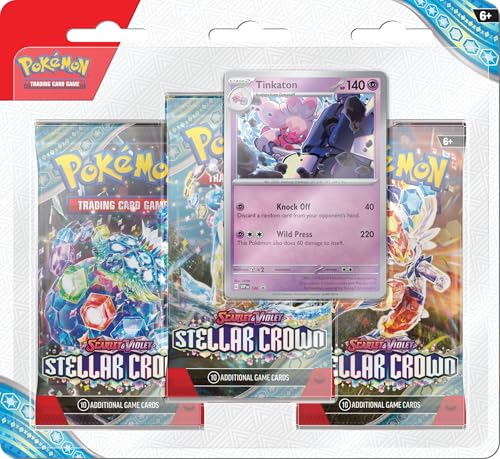 Pokémon TCG: Scarlet & Violet – Stellar Crown 3er-Pack Blister – Tinkaton (3 Boosterpacks & Folien-Promokarte) von Pokémon