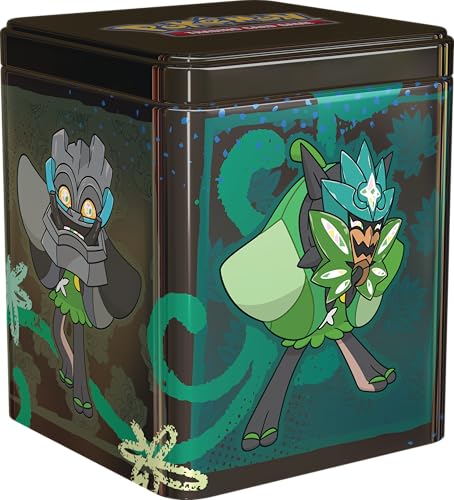 Pokémon TCG: stapelbare Sammeldose – Ogerpon (DREI Booster-Packs und Zwei Bögen mit Aufklebern) von Pokémon