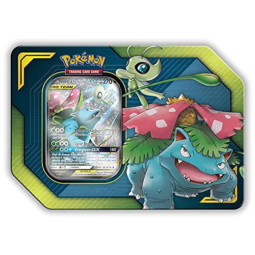 Pokemon Tag Team Tin Celebi & Venusaur-GX- TCG: Sun & Moon Box- 4 Booster Packs | 1 Foil Art Celebi & Venusaur-GX Foil von Pokémon