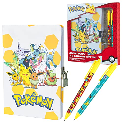 Pokemon Set Schulbedarf, Kinder Tagebuch mit Schloss, Notizbuch, Federmäppchen, Stifte - Geschenke für Jungs (Gelb/Weiß Notizbuch Set) Pokemon Set Schulbedarf, Kinder Tagebuch mit Schloss, Notizbuch, Federmäppchen, Stifte - Geschenke für Jungs (Gelb/Weiß Notizbuch Set) von Pokémon