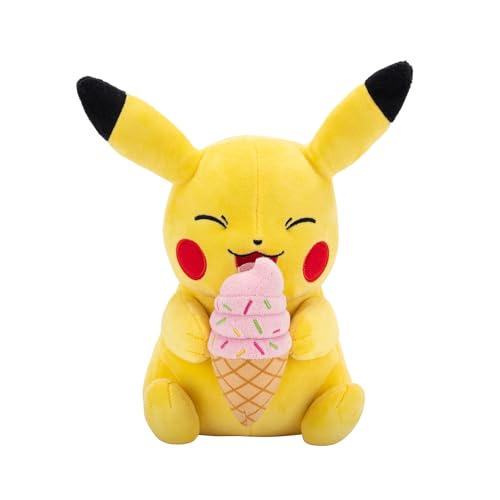 Pokémon PKW3668-20cm Plüsch - Pikachu mit Eiscreme, offizielles Plüsch von Pokémon
