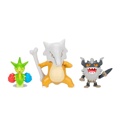 Pokémon PKW4095 - Battle Figure Set - Roselia, Mauzinger, Knogga, offizielles Figuren Set von Pokemon