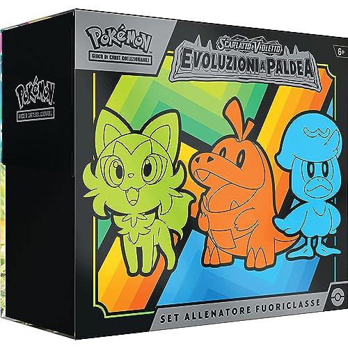 Pokémon 185-60338 Pikachu GCC Elite Trainer-Set, Scarlatto und Violetto – Evolution in Paldea (neun Erweiterungspackungen und Premium-Zubehör), italienische Ausgabe, Mehrfarbig von Pokémon