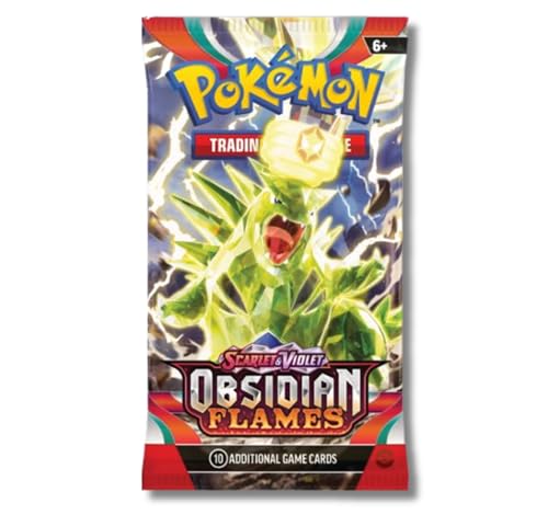 Pokemon Tyranitar Booster-Pack mit scharlachroten und violetten Obsidian-Flammen Pokemon Tyranitar Booster-Pack mit scharlachroten und violetten Obsidian-Flammen von Pokemon