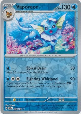 Pokemon - Vaporeon 022/131 Prismatic Evolutions - Reverse Foil Einzelkarte von Pokémon