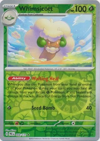 Pokemon - Whimsicott 008//131 Prismatic Evolutions - Reverse Foil Einzelkarte von Pokémon