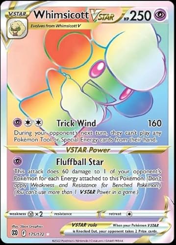Pokemon Whimsicott VSTAR 175/172 Brilliant Stars - Secret Rare Card - Rainbow Foil von Pokémon