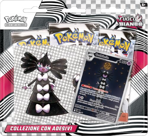 Pokémon: Kollektion mit Aufklebern (Gothitelle) der Erweiterung Scharlachrot und Violett - Weißes Feuer TCG (eine holografische Promokarte und DREI Erweiterungspackungen) von Pokémon