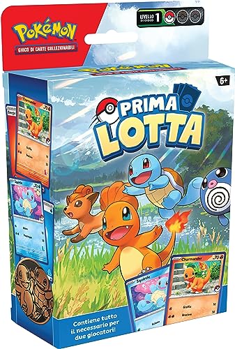 Prima Lotta des GCC Pokémon - Charmander und Squirtle (Einführungsset mit Zwei spielbereiten Minigudeln und Zubehör), italienische Ausgabe von Pokémon