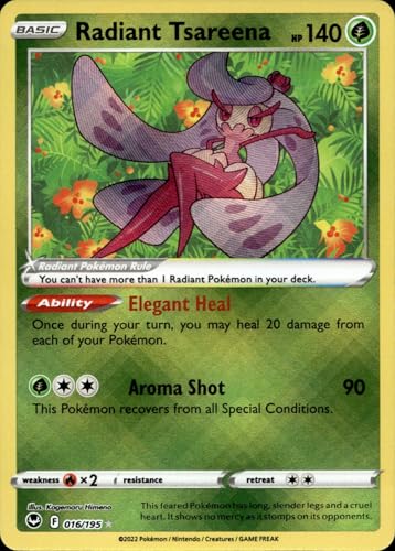 Radiant Tsareena Pokemon Karte Basic Grass Type 140 PS Silver Tempest 016/195 von Pokémon