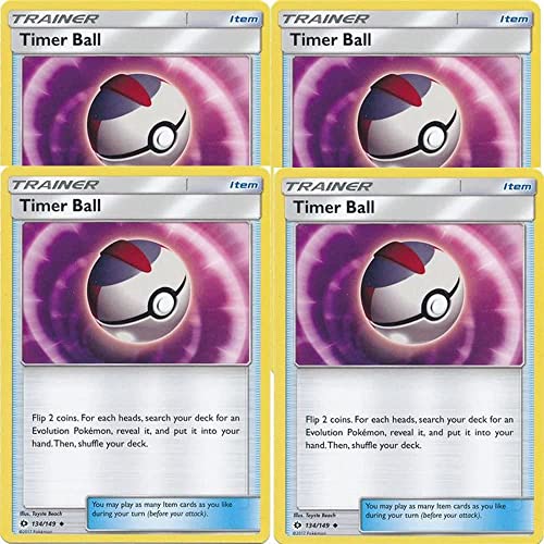 Timer-Ball 134/149 - Sonne Mond - Pokemon Trainer Card Lot - Spielset x4 von Pokémon