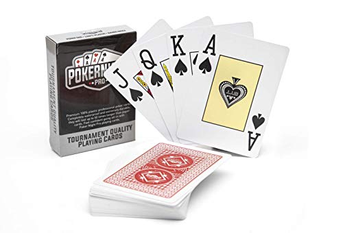 Poker Night Pro – Professionelles, Wasserfestes Texas Hold'em Poker-Kartendeck | 100% Plastik | 54 Karten pro Deck (Rote Rückseiten) | 2 Joker | Jumbo-Index von Poker Night Pro