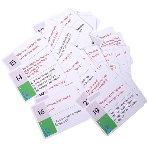 2025 US Citizenship Flashcar Ds, US Citizenship Flash Cards 2025, zweisprachige Einbürgerungsprüfung, Studienhilfe, Englisch-Spanisch Study Guide, 100 Fragen und Antworten, 16,3 x 10,94 cm für von Pokronc