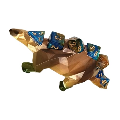 3D-gedrucktes Dinosaurier-D-ND-Würfel-Set mit Dinosaurier-Würfel-Organizer, lebendige Farben und einzigartiger Stil, komplettes tragbares Set, 15 x 5 x 7 cm, für Männer, Frauen und Kinder, Erwachsene von Pokronc