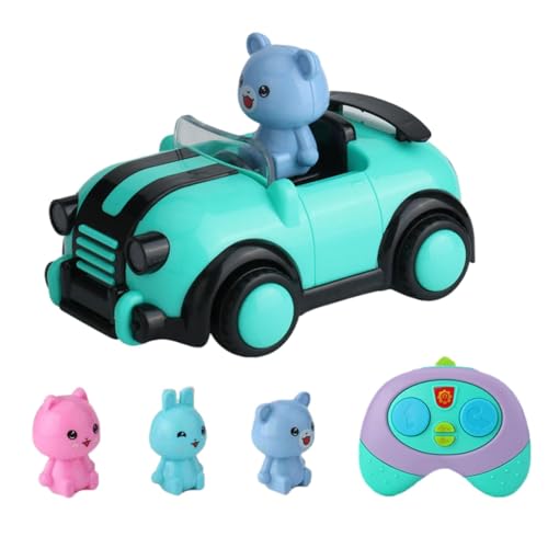 Pokronc Cartoon-Ferngesteuertes Auto, Tierfiguren-Spielzeugauto, RC-Auto Mit Musik Und Lichtern, Interaktives Spiel, Einfach Zu Steuern, Rosa, Grün, Blau, 350 G, Für Männer, Frauen von Pokronc