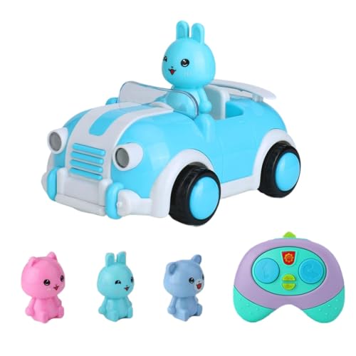 Pokronc Cartoon-Ferngesteuertes Auto, Tierfiguren-Spielzeugauto, RC-Auto Mit Musik Und Lichtern, Interaktives Spiel, Einfach Zu Steuern, Rosa, Grün, Blau, 350 G, Für Männer, Frauen von Pokronc