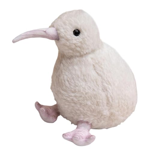 Pokronc Kiwi-Vogel-Plüschtier, Pelzvogel-Plüschtier, Plüsch-Kiwi-Tierspielzeug, Maschinenwaschbar, Realistisches Design, Grau, Weiß, Schleife, 35 cm, Für Männer, Frauen von Pokronc