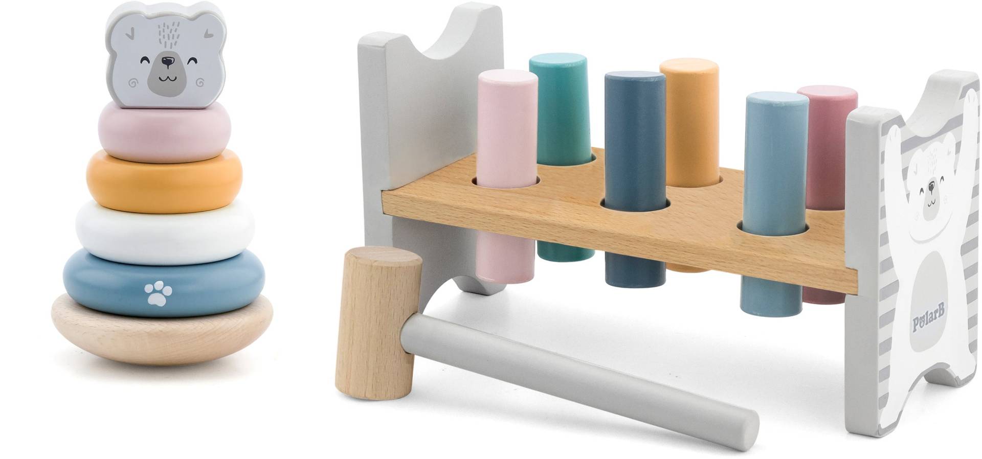 PolarB Spielset Hammerbank & Stapelspielzeug Bär, Babyspielzeug PolarB Spielset Hammerbank & Stapelspielzeug Bär, Babyspielzeug von Polar B