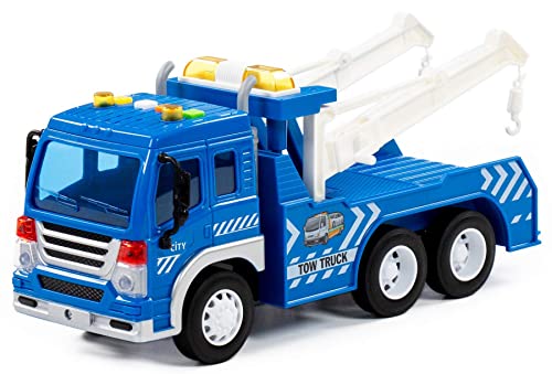 Abschleppwagen LKW Kinder Spielzeug City blau Schwungrad Fahrzeug m. Licht Sound von Polesie