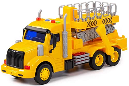 LKW Kinder Spielzeug Hebebühne Profi gelb Schwungrad Fahrzeug mit Licht Sound von Polesie