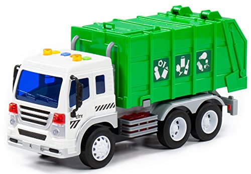 Müllwagen LKW Kinder Spielzeug City grün Schwungrad Fahrzeug mit Licht Sound von Polesie