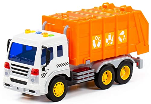 Müllwagen LKW Kinder Spielzeug City orange Schwungrad Fahrzeug mit Licht Sound von Polesie