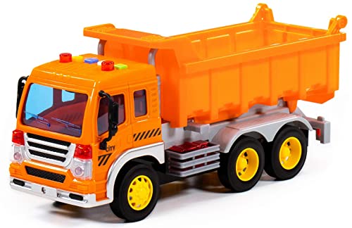 Muldenkipper LKW Kinder Spielzeug City orange Schwungrad Fahrzeug mit Licht Sound von Polesie