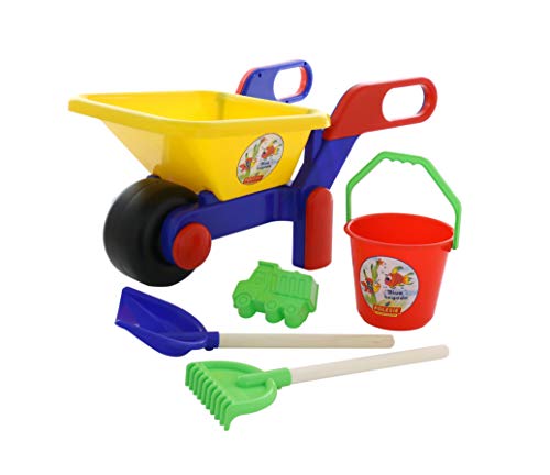 Polesie 5-TLG. Schubkarren-Set, geeignet ab 3 Jahren I Ideal für Sand & Garten I Robustes Spielzeug I Fördert Kreativität von Wader Quality Toys