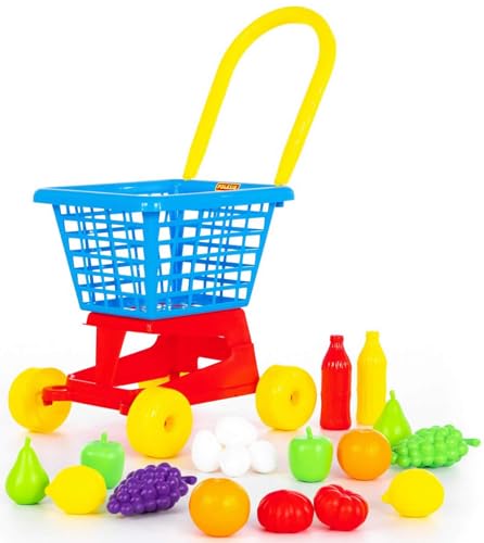Polesie Einkaufswagen mit Spiellebensmittel Kaufladen Supermarkt Zubehör +3J von Polesie