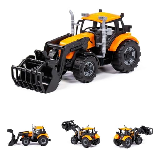Polesie Spielzeug Traktor 91758, Schließschaufel, Radlader, Schwungantrieb, Farbe:orange von Polesie