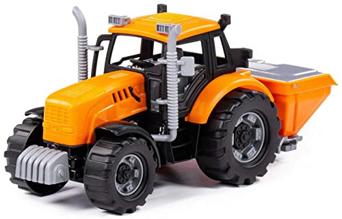 Traktor Kinder Spielzeug Progress m. Düngerstreuer orange Schwungrad Fahrzeug +3J von Polesie