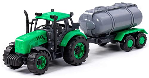 Traktor Kinder Spielzeug Progress m. Fassanhänger grün Schwungrad Fahrzeug +3J von Polesie