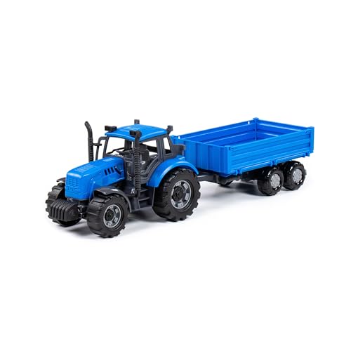 Traktor Kinder Spielzeug Progress m. Kippanhänger blau Schwungrad Fahrzeug +3J von Polesie