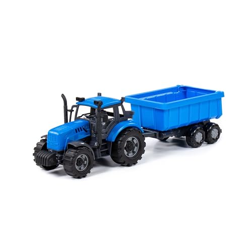 Traktor Kinder Spielzeug Progress mit Muldenkipper blau Schwungrad Fahrzeug +3J von Polesie