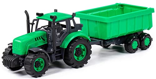 Traktor Kinder Spielzeug Progress mit Muldenkipper grün Schwungrad Fahrzeug +3J von Polesie